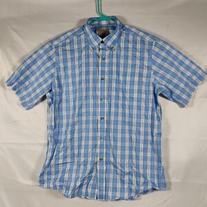 Vintage LL Bean Mens L- Reg Traditional Fit Short Sleeve Button Down Shirt Plaid
